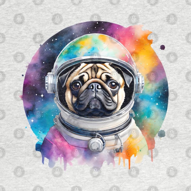 Rainbow Galaxy Astronaut Pug by CraftyVixen